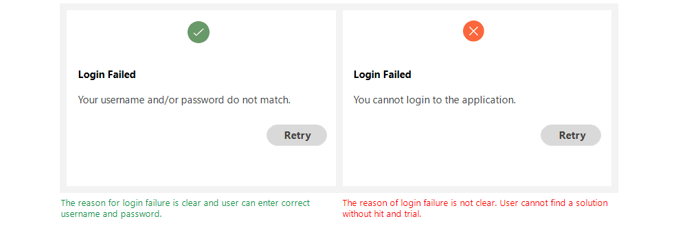 Error message: Login Failed