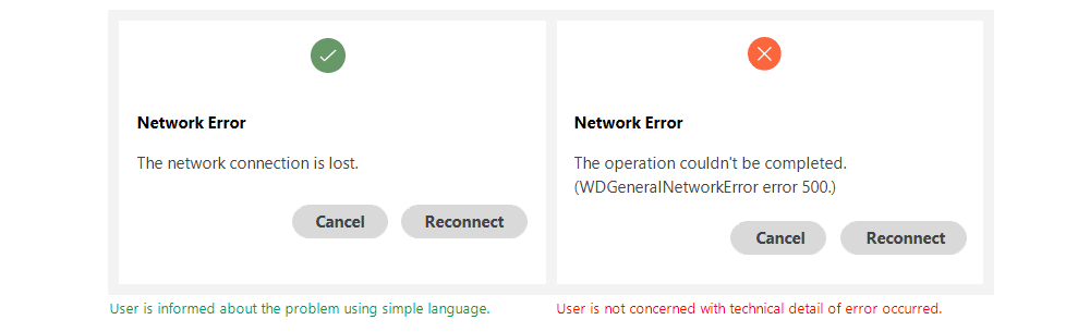 Error message: Network error