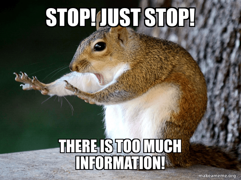 Stop! Just Stop! There is too much information! 